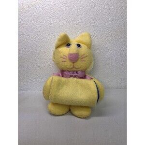 Vintage 1987 Hallmark Purr-Tenders Sock-Ems Yellow Cat Plush Stuffed Kitten Toy